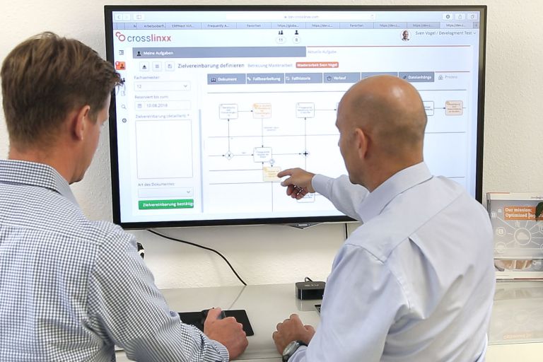Präsentation Prozess auf Fernseher – crosslinxx-Workshop für Key-User und Trainer – develogment Präsentation Prozess auf Fernseher - crosslinxx-Workshop für Key-User und Trainer - develogment