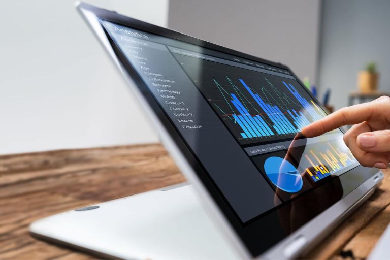 Dashboad am Laptop - supply chain - develogment